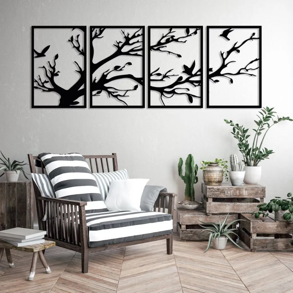 Birds in a Tree - 4 Panels