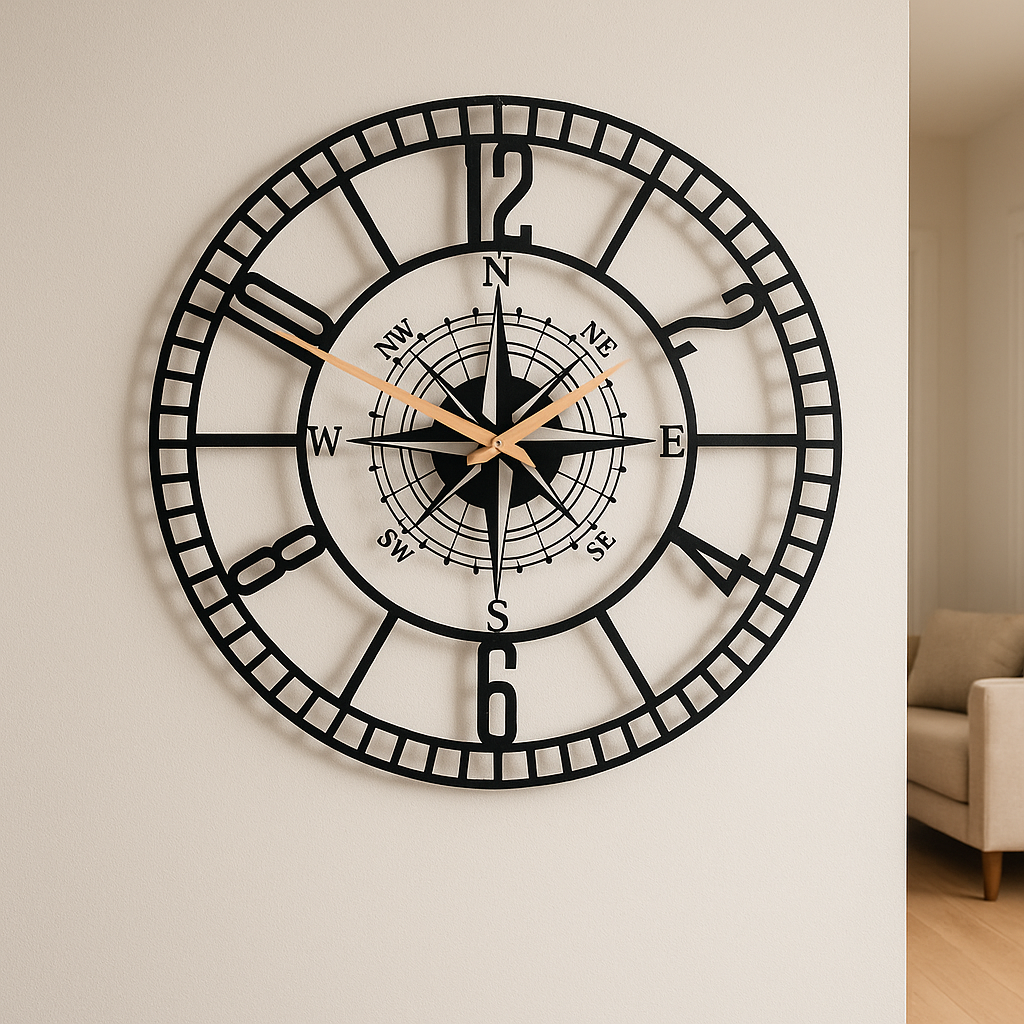 Compass Style Wall Clock