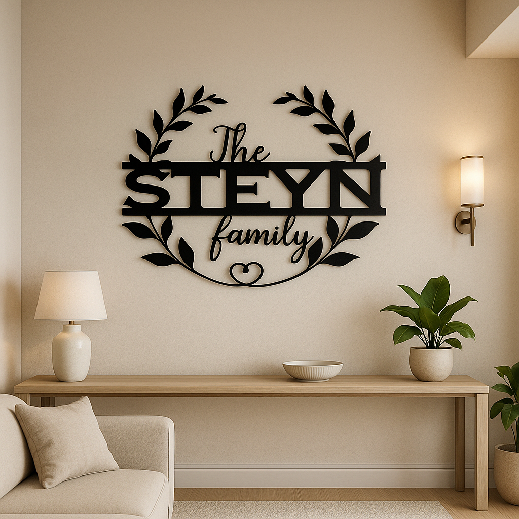 Reath & Heart - Family Name Monogram