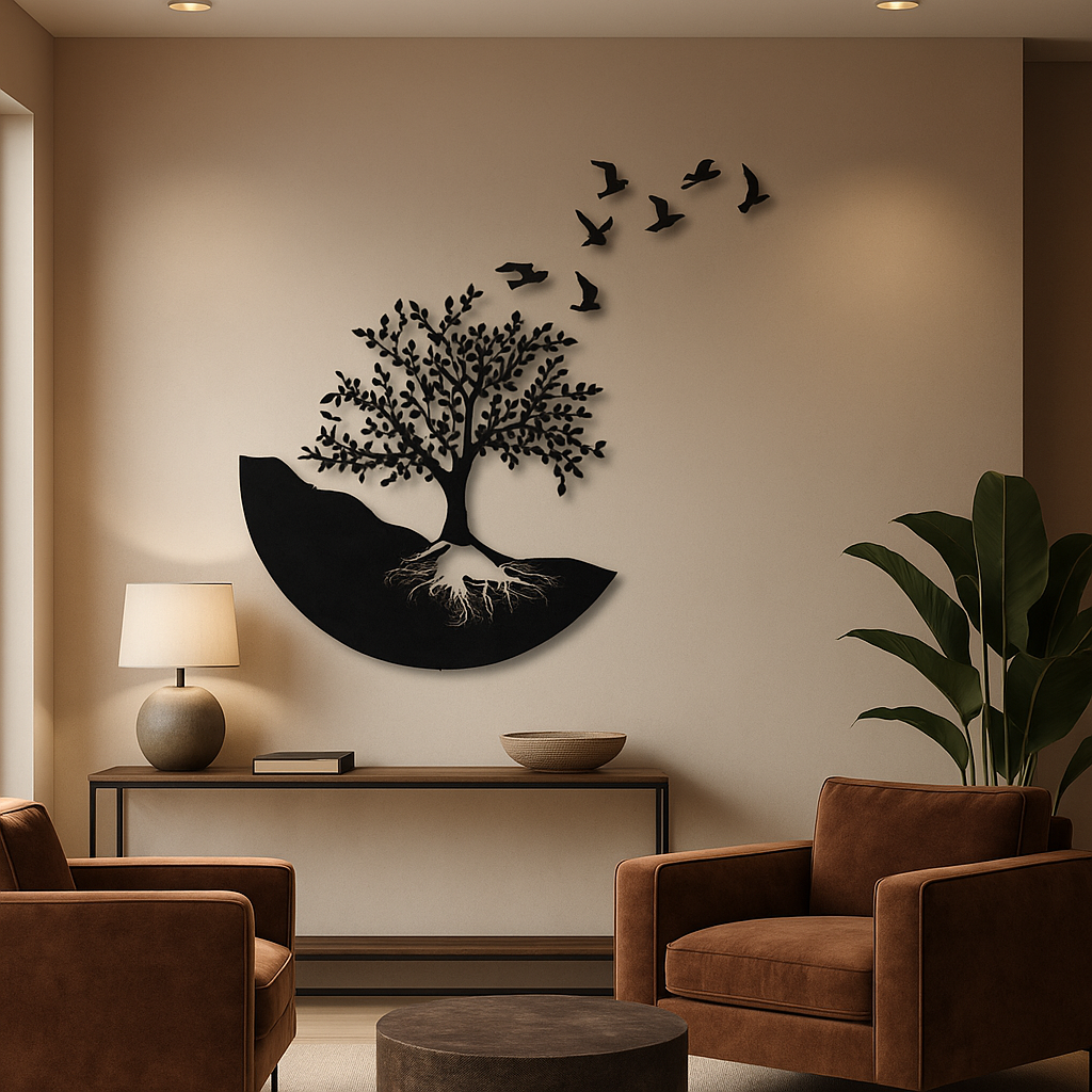 Tree with Roots Bird Silhouette