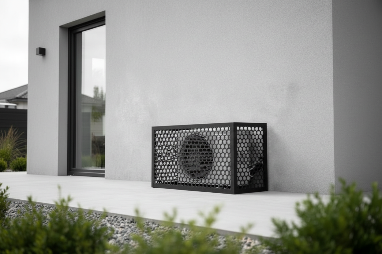 Aircon cover with geometric pattern