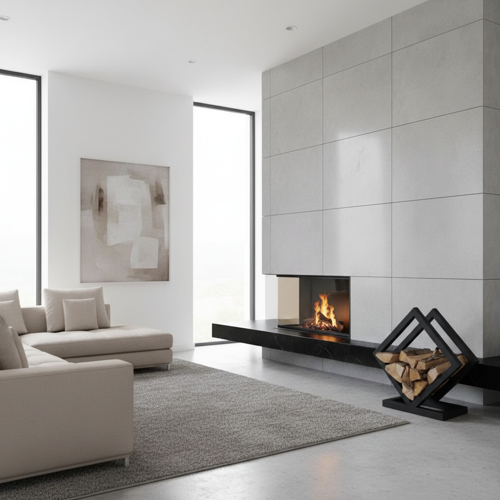 Axis Firewood Holder - Modern Home with Fireplace