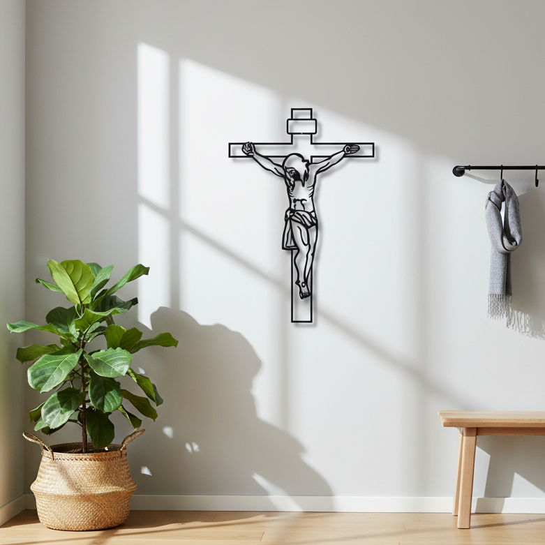 Bright Scandinavian entrance with wooden flooring