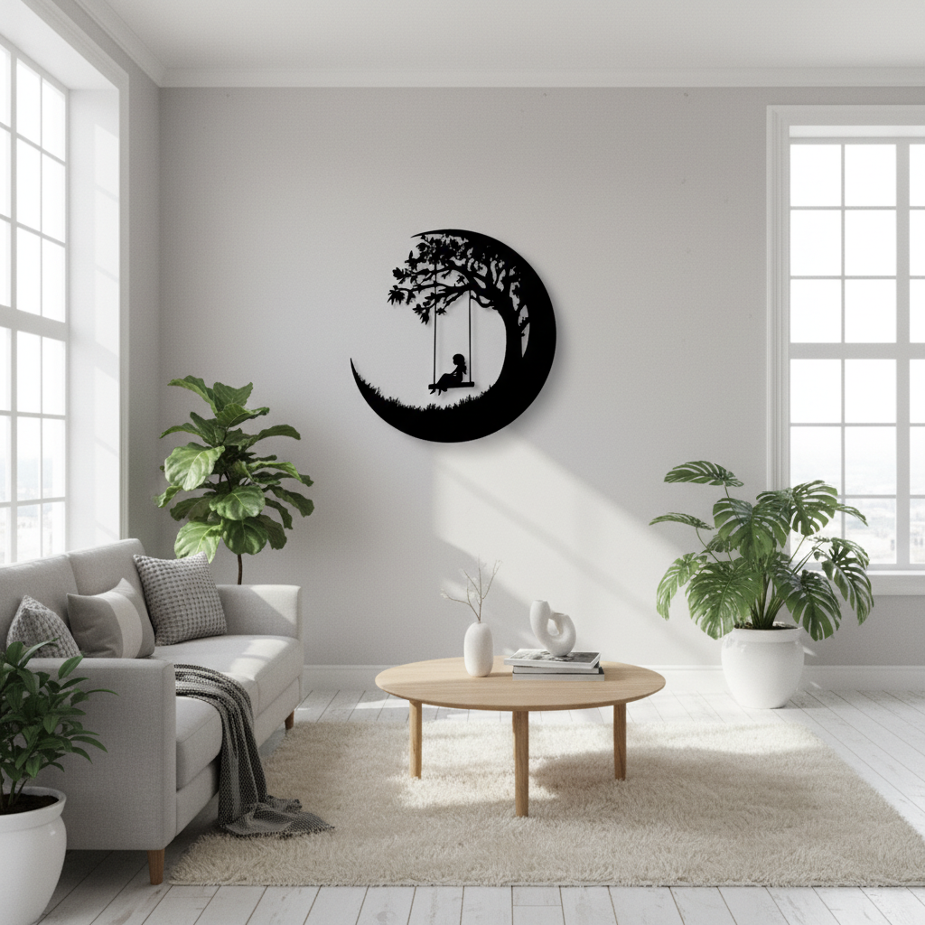 Bright Scandinavian living room with plants