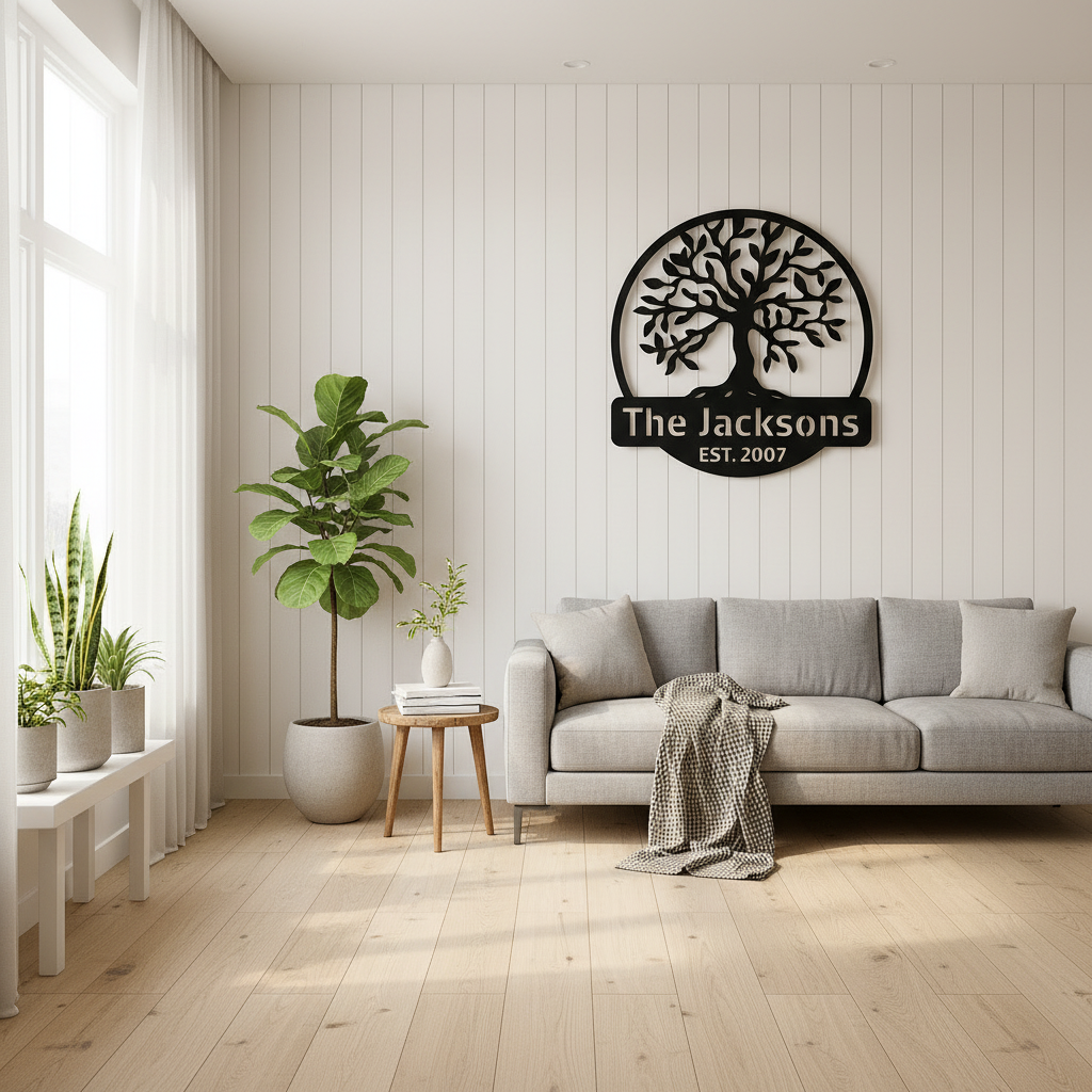 Bright Scandinavian white room with plants