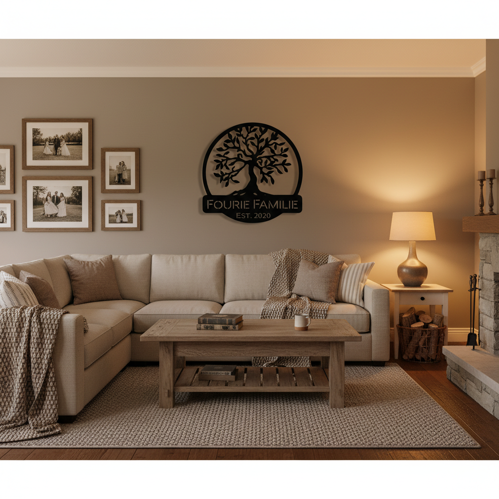 Cozy farmhouse taupe room with rustic accents