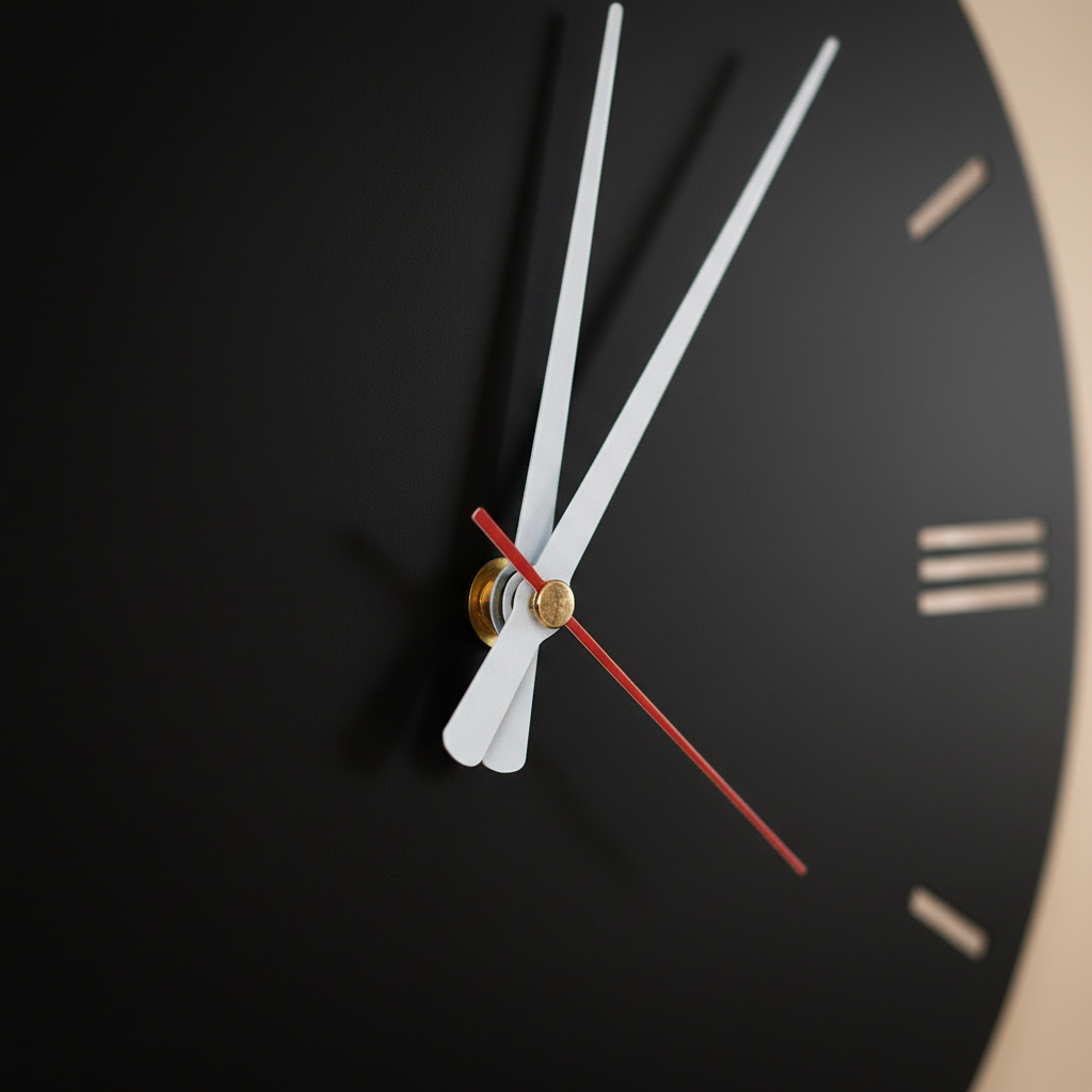 Detail of clock hands and mechanism