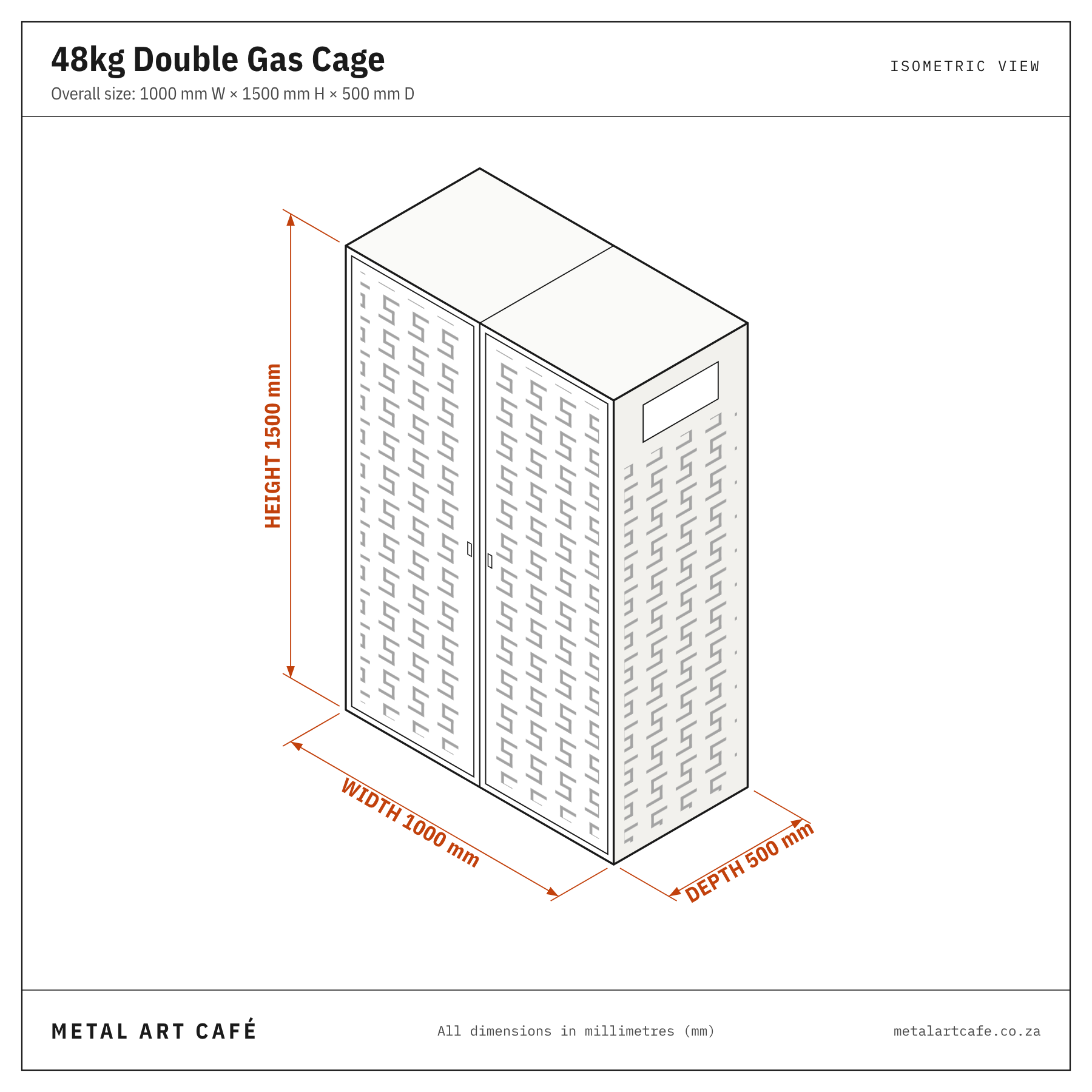 Gas Cage - Double 48 kg Bottle - Lockable/ Easy Install