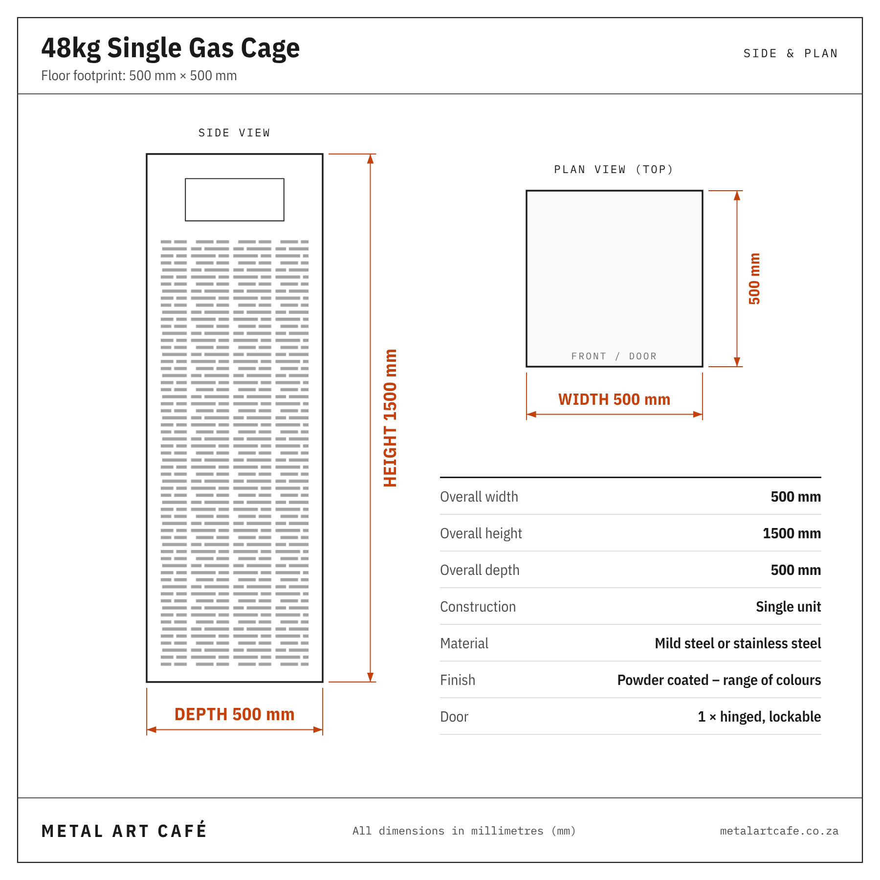 Gas Cage - Single 48 kg Bottle - Lockable/ Easy Install