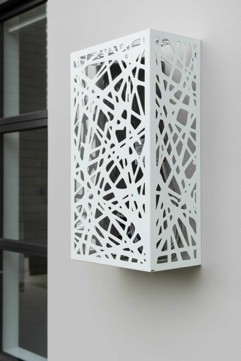 Gas geyser cover with visible geyser unit inside