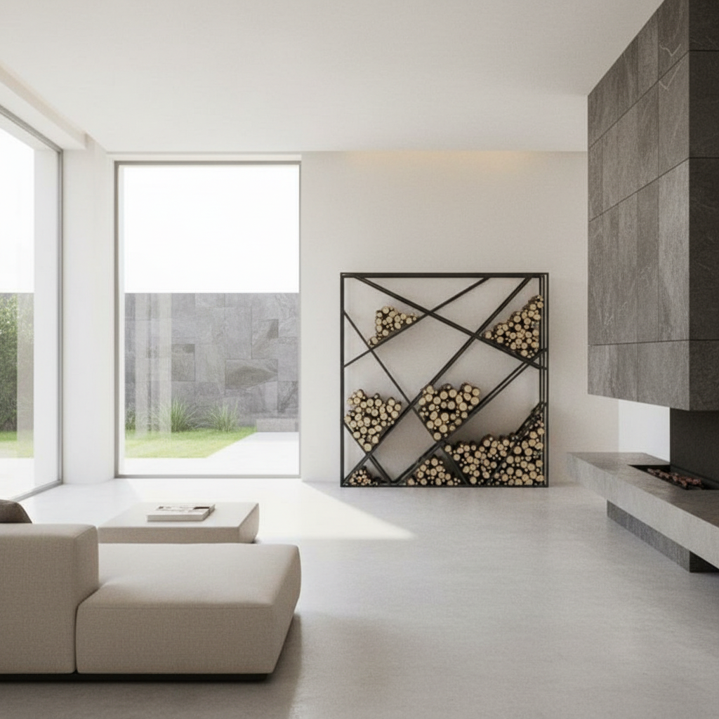 Grid Firewood Holder - Alternative Modern Setting