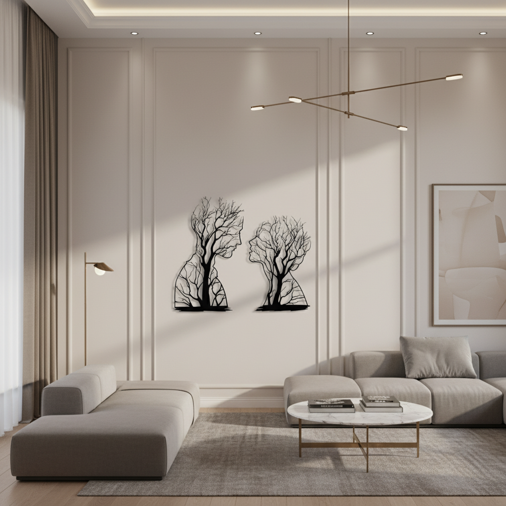 Enhanced Tree Couple Metal Wall Art