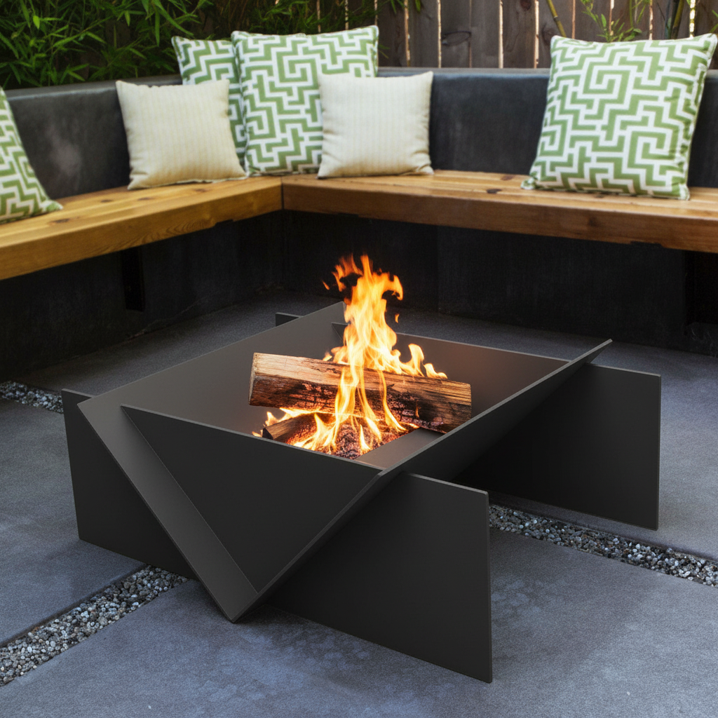 Nexus Fire Pit - Black Powder Coat Outdoor Setting