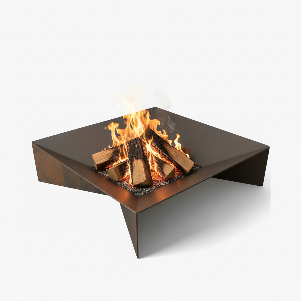 Geometric Pits Ridge Angular Fire Pit - Modern Geometric Design - Metal Art Cafe