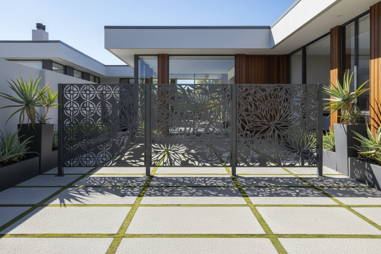 Square modular fencing in alternative location