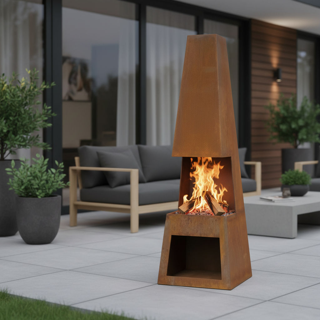 Zenith Chiminea - Modern Home Setting
